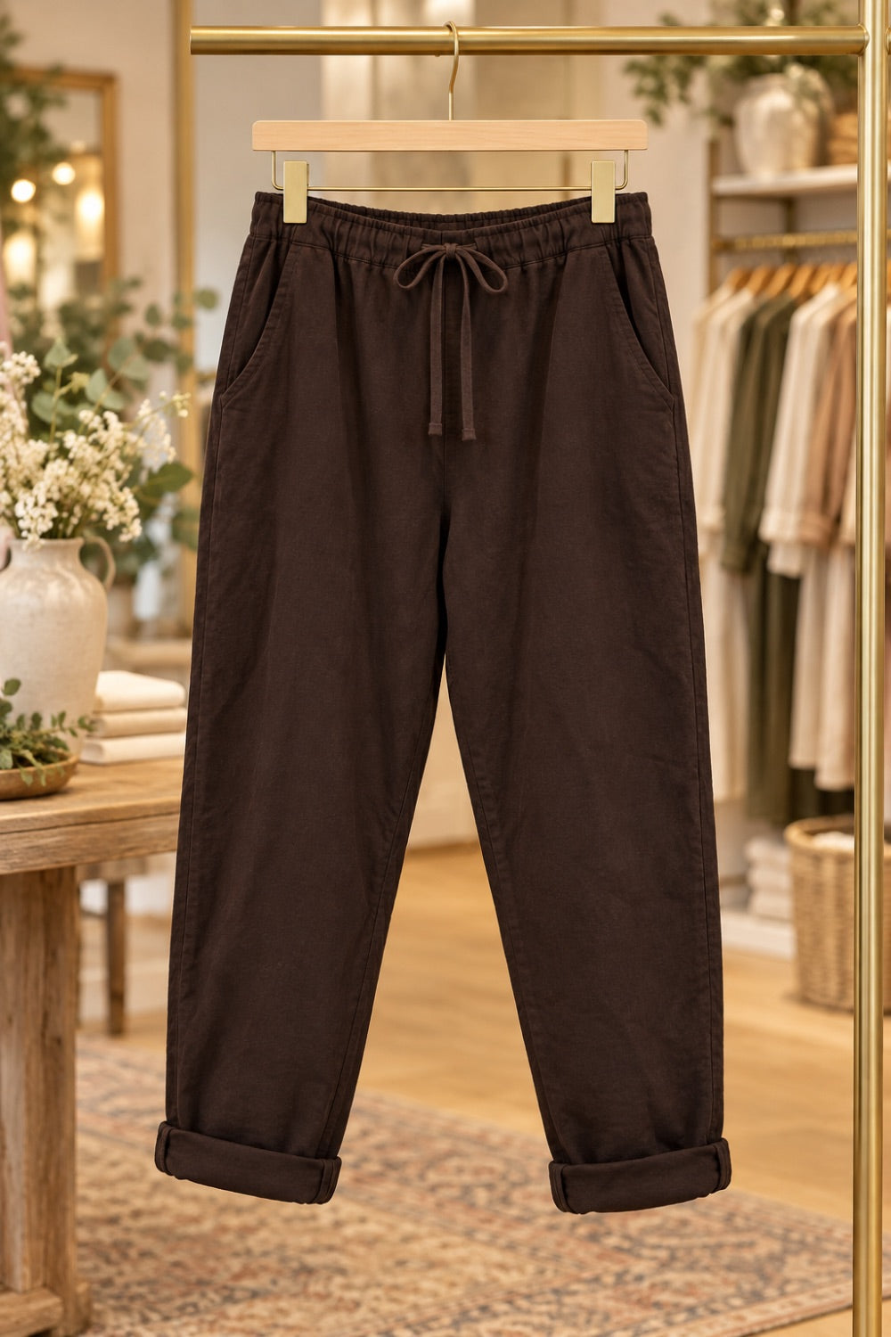 Relaxed Drawstring Pants with Pockets