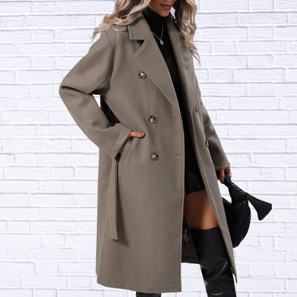 Double-Breasted Tie Waist Coat