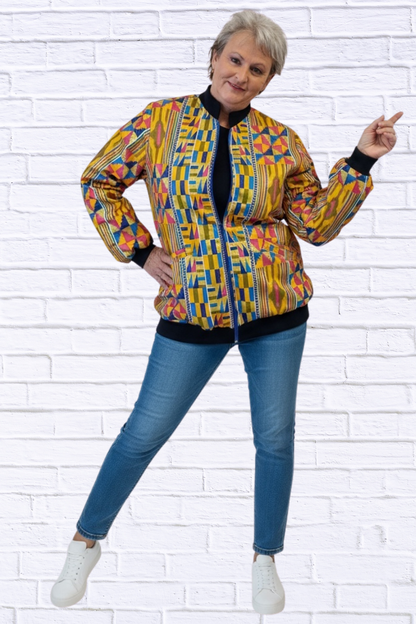 Maddy Traditional Bomber Printed Ethnic Jacket - Bold Prints | Diva USA