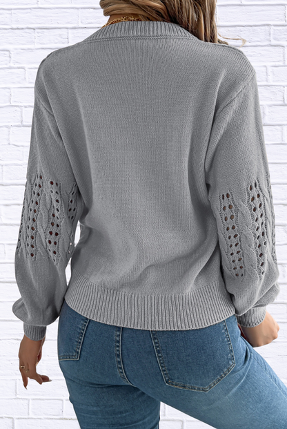 Hollow Out Eyelet Long Sleeve Sweater