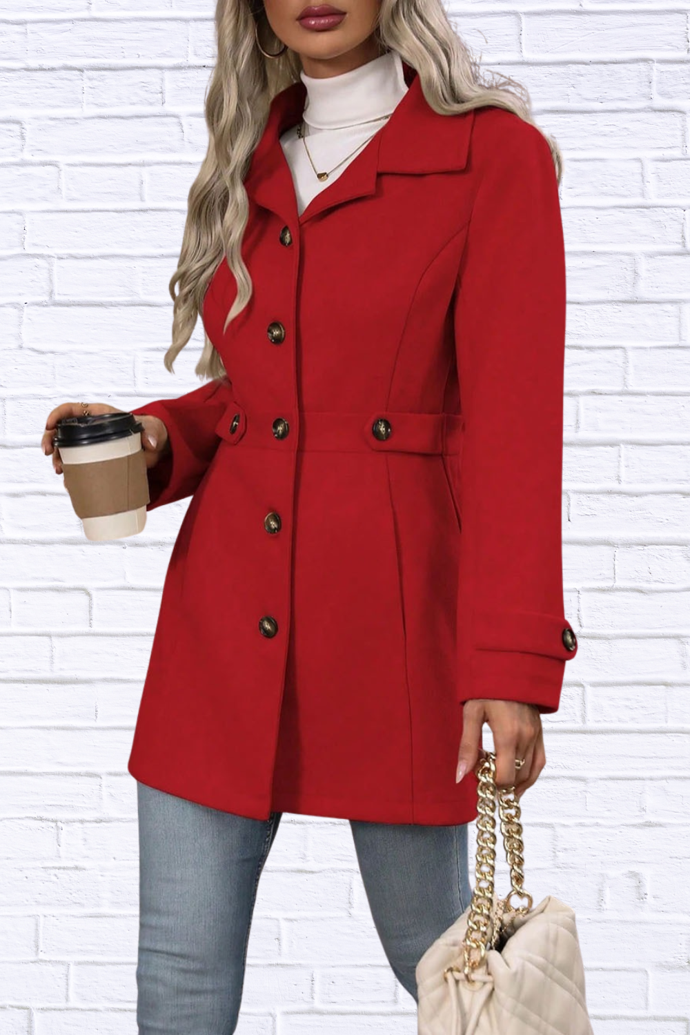 Collared Neck Button Up Coat