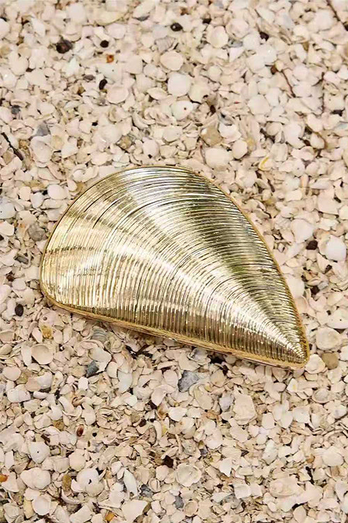 Trendy Chain Glitter Oyster Clutch Bag