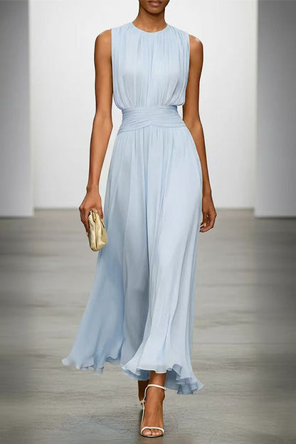 Crewneck Sleeveless High Waist Maxi Dress