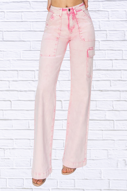 RISEN Full Size High Rise Cargo Pocket Jeans