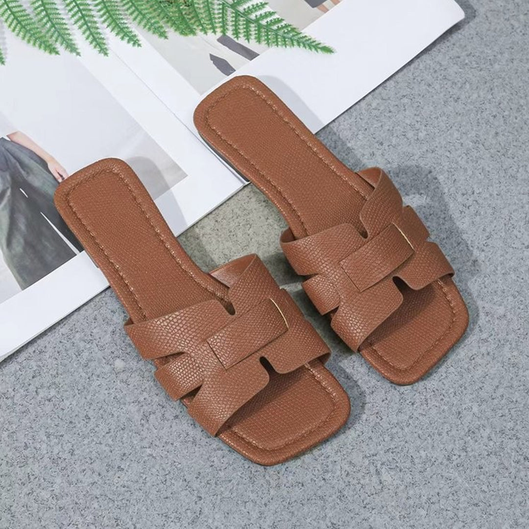 Rosiedress Summer Comfy Flat Slide Sandals Brown