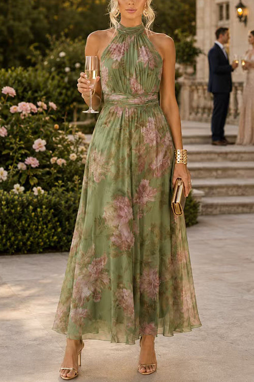 Sleeveless High Waist Floral Print Maxi Dress