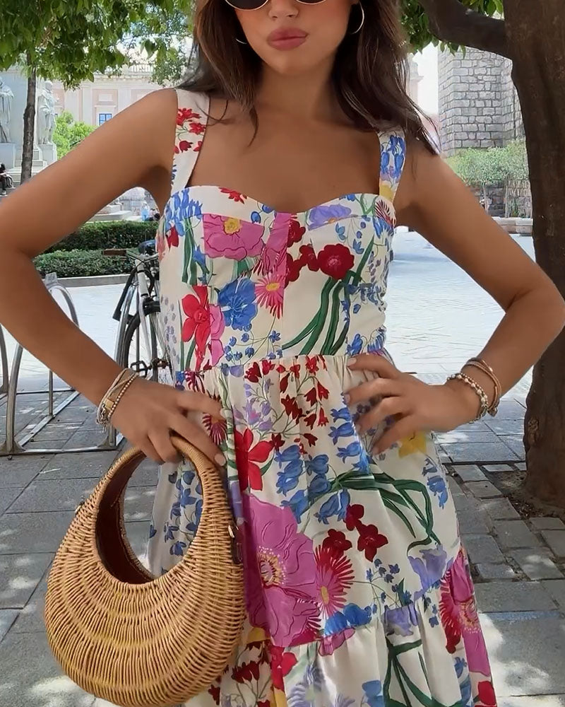 Summer casual floral print dress