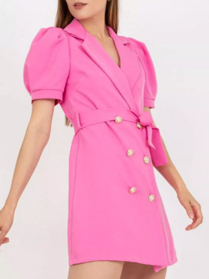 Blazer Style Tie Waist Mini Dress