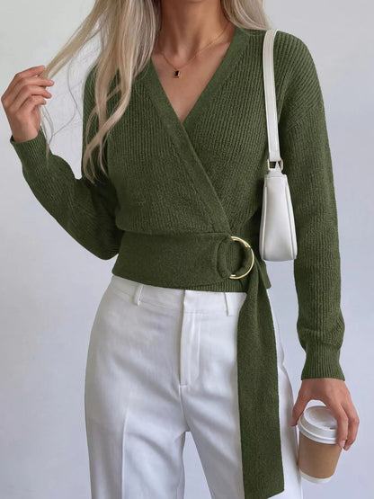 Metal Ring Detail Dropped Shoulder Sweater