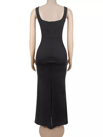 Rhinestone Embellished Bodycon Maxi Dress