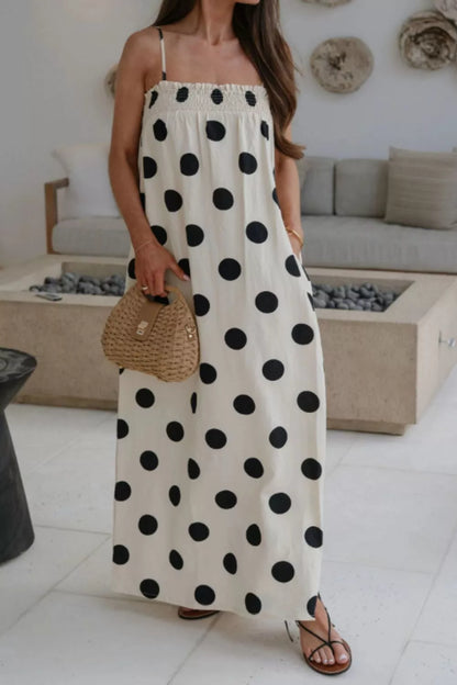 Polka Dot Spaghetti Straps Maxi Dress