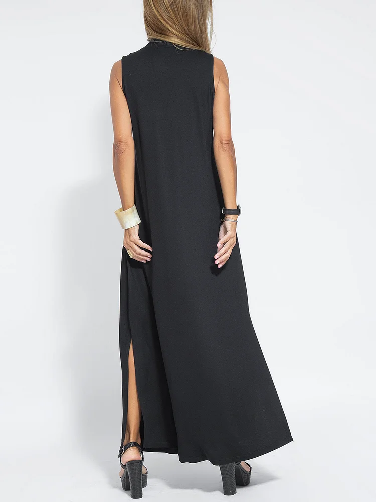 Elegant Solid Color Sleeveless Maxi Dress