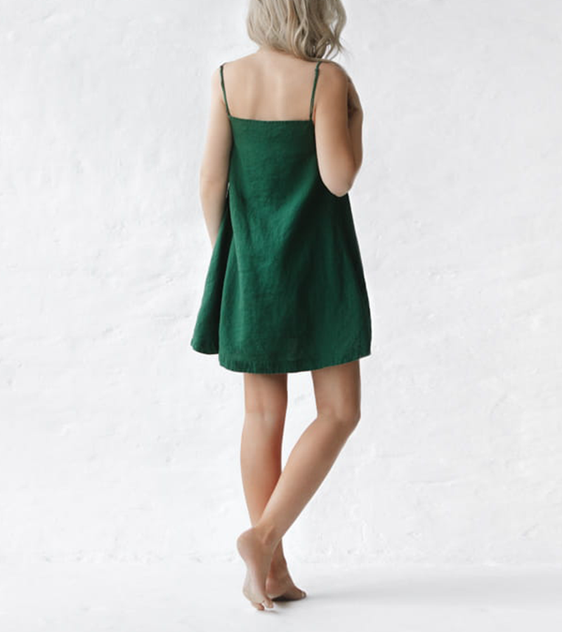 Classic A-Line Mini Linen Slip Dress