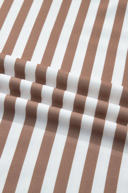 Orange Stripe Short Bubble Sleeve T Shirt