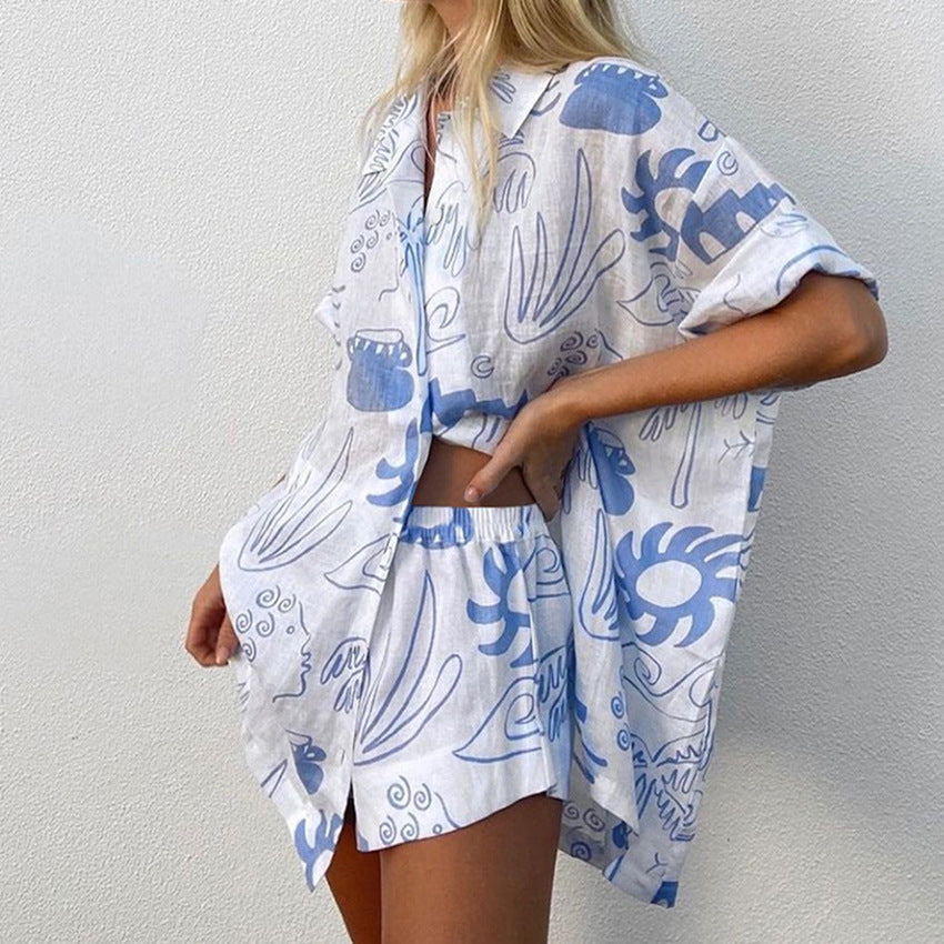 Fashion Print Casual Two-piece Set