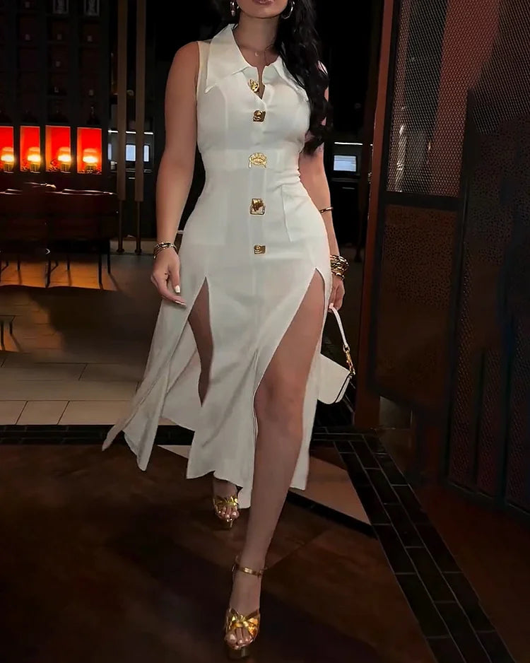 Slit Skirt Midi Dress