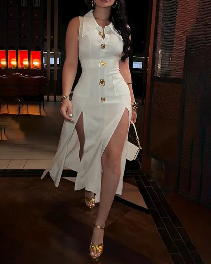 Slit Skirt Midi Dress