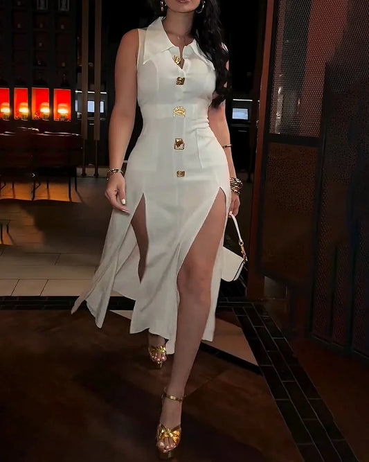 Slit Skirt Midi Dress