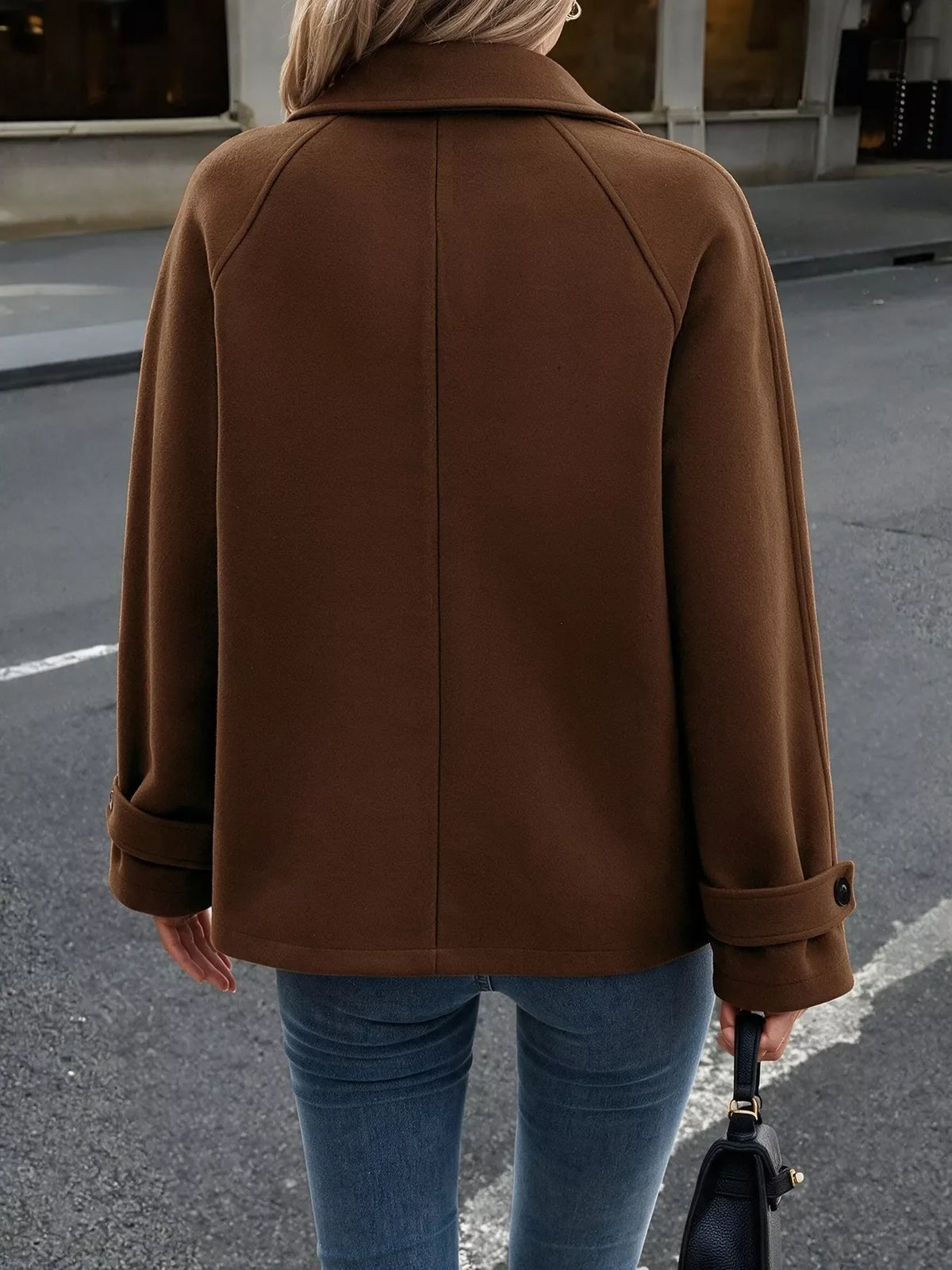 Single-Breasted Raglan Sleeve Outerwear