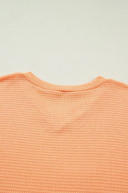 Textured Waffle Knit V-Neck T-Shirt