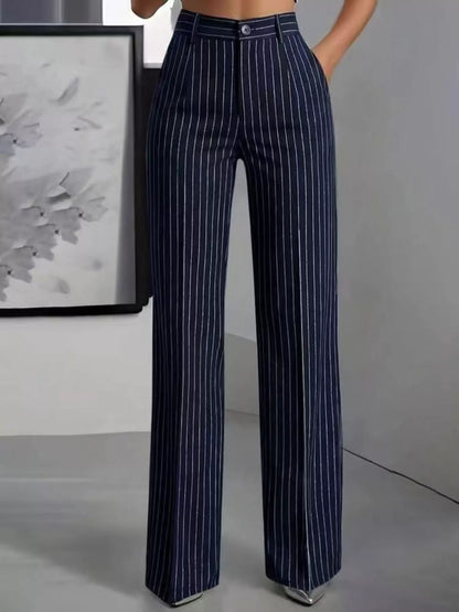 High-Waisted Striped Wide-Leg Pants for Women