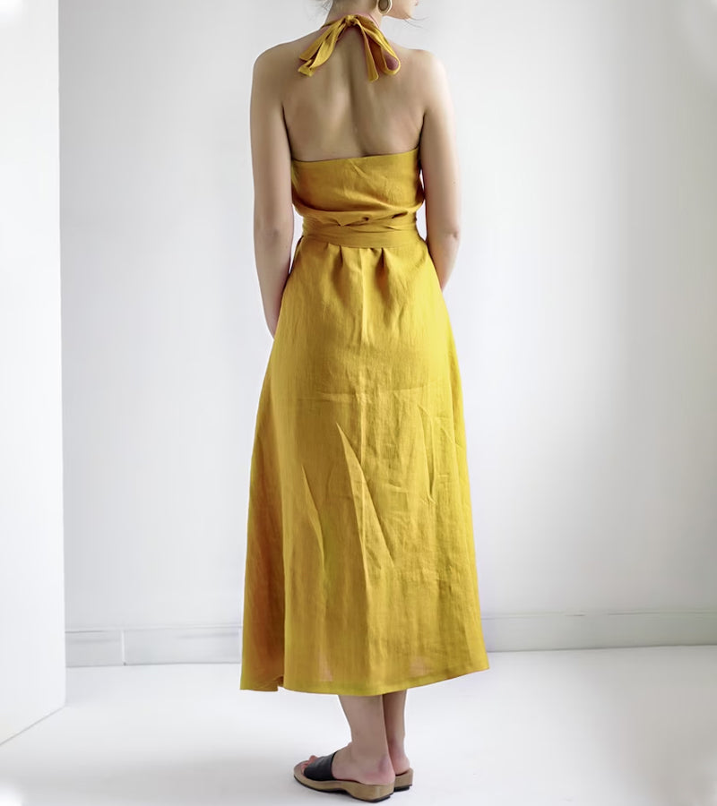 Linen Ginger Sleeveless Vintage Dress