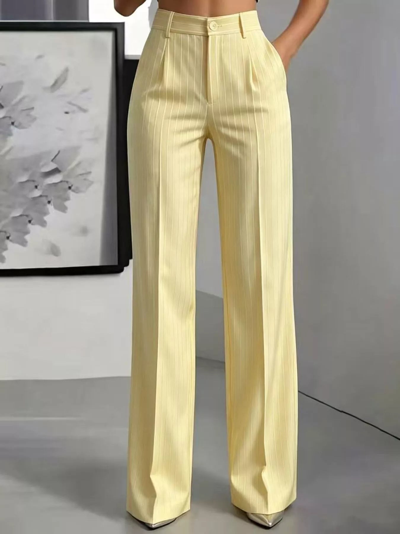 High-Waisted Striped Wide-Leg Pants for Women