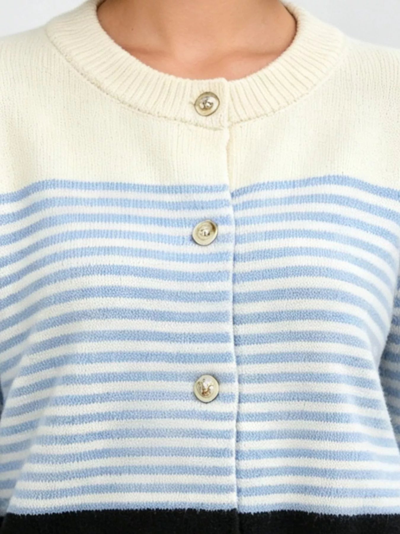 Color Block Striped Button Up Cardigan