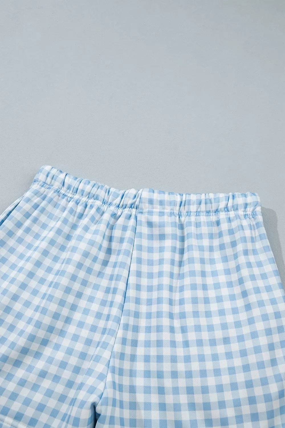 Gingham Long Sleeve Sweatshirt and Shorts Set