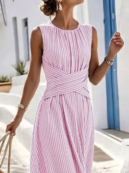 Full Size Striped Sleeveless Maxi Dress Plus Size | Diva USA
