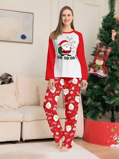 Full Size Matching Family Christmas Santa Claus Pajamas Set Plus Size