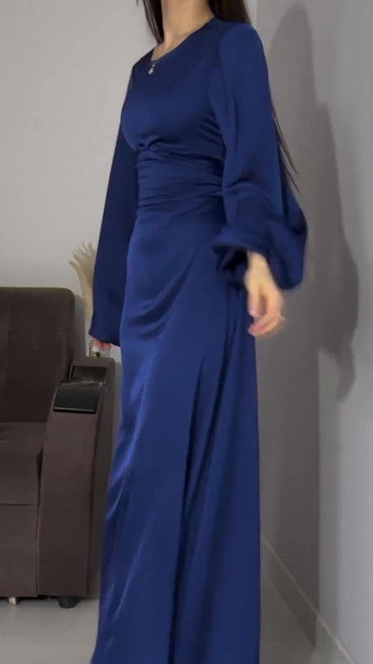 Elegant Silk Solid Color Maxi Dress