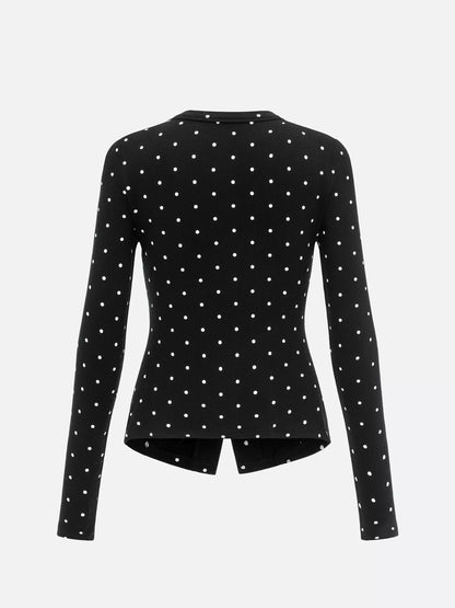 Polka Dot Button-Down Knit Cardigan