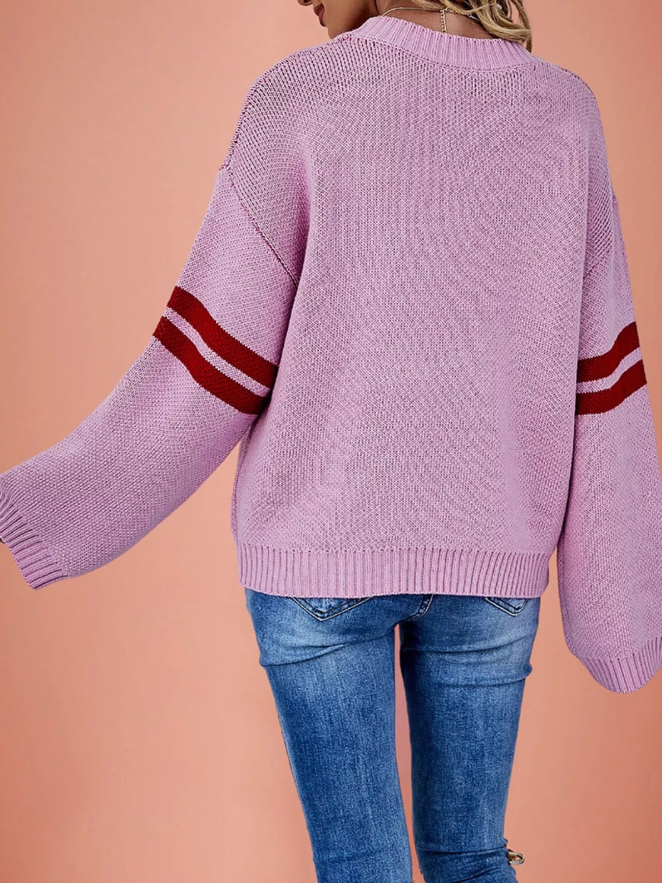 Heart Pattern Dropped Shoulder Sweater
