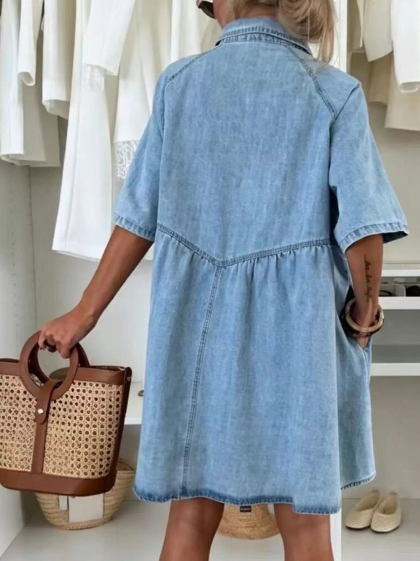 Button Up Denim Shirt Dress