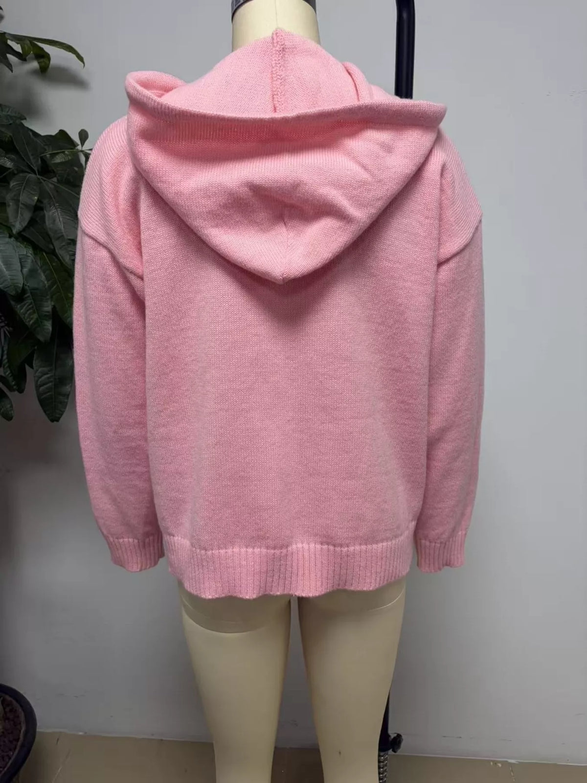 Zip-Up Hooded Knit Cardigan