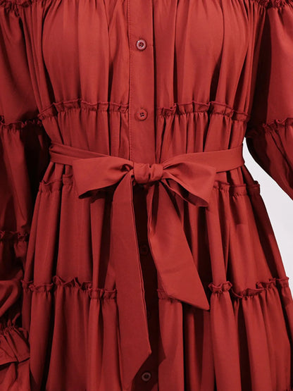 Tiered Tie Waist Maxi Dress