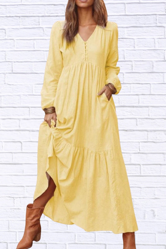 Plus Size V-Neck Tiered Maxi Dress | Flowy & Chic