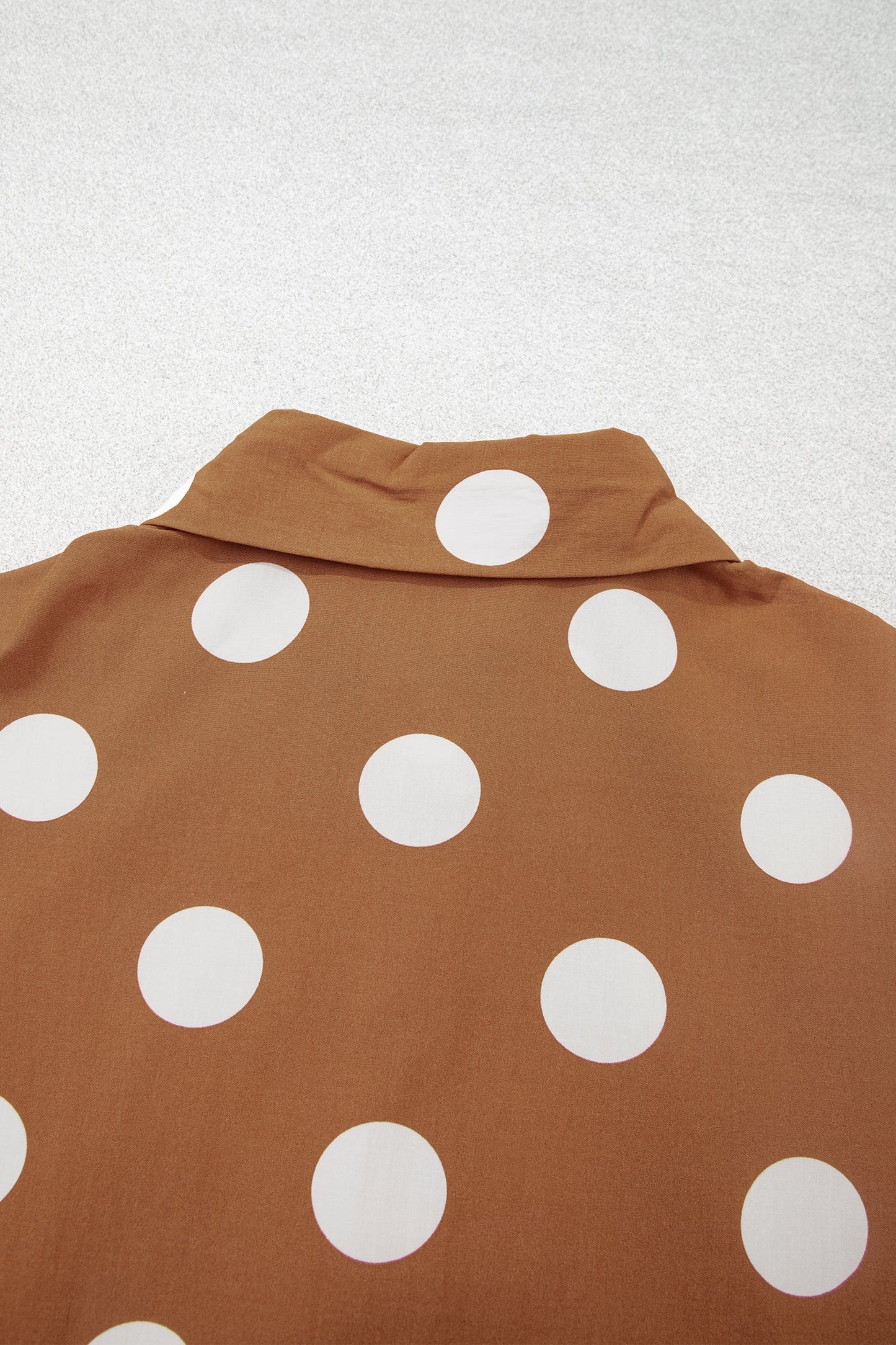 Brown Polka Dot Button Front Long Sleeve Shift Dress