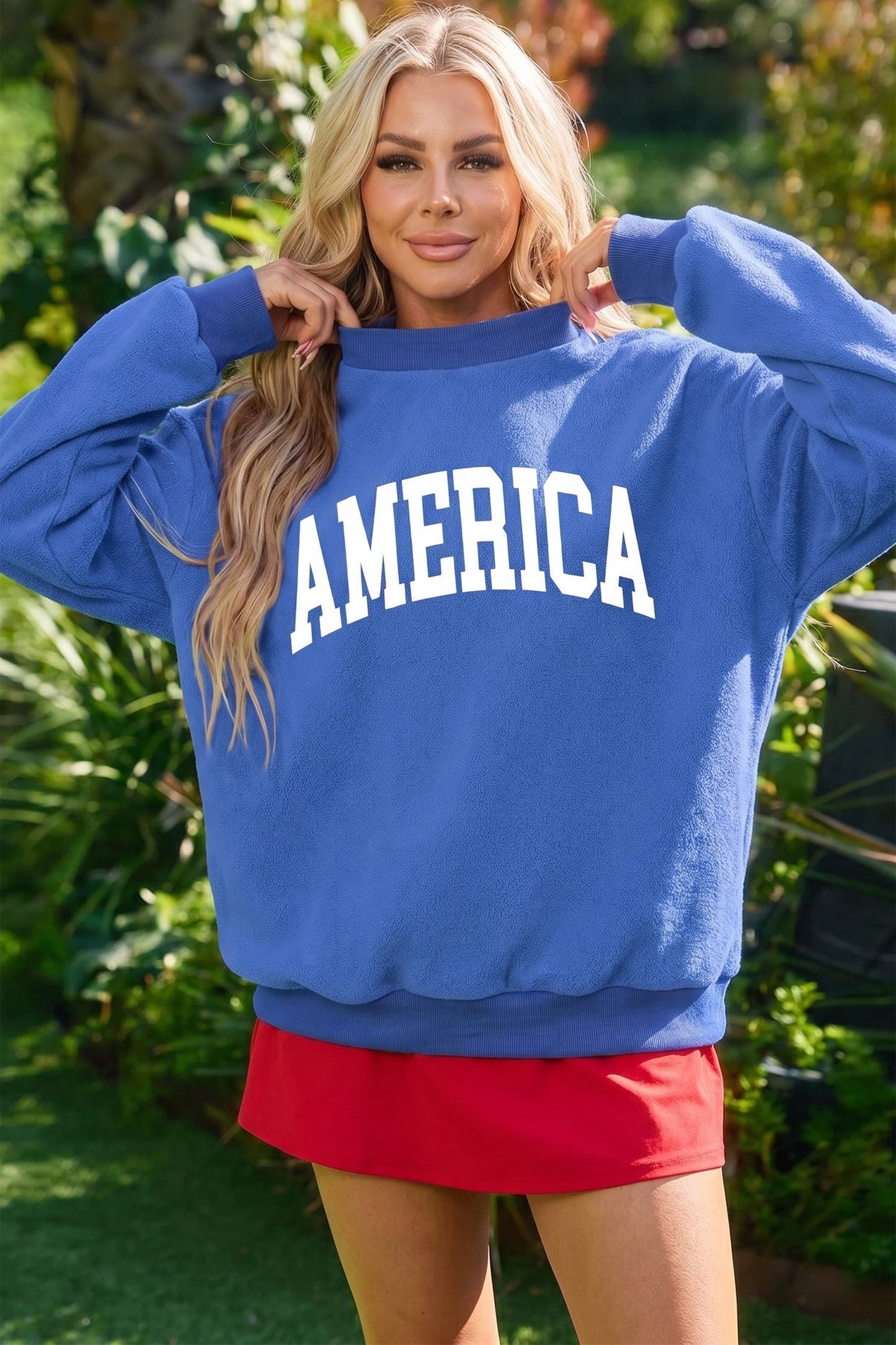 Racing Red Mock Neck Reversible USA/America Graphic Sweatshirt