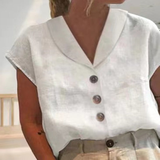 Lapel Cotton Blouse