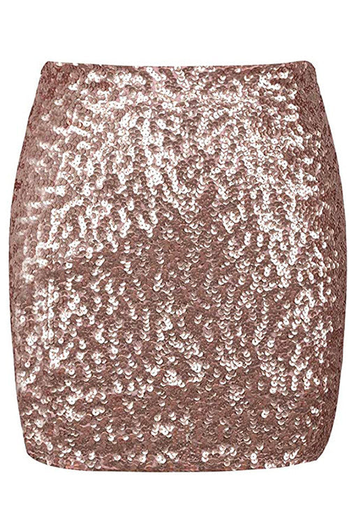 Rosiedress Elastic Waist Sparkly Sequin Mini Skirt