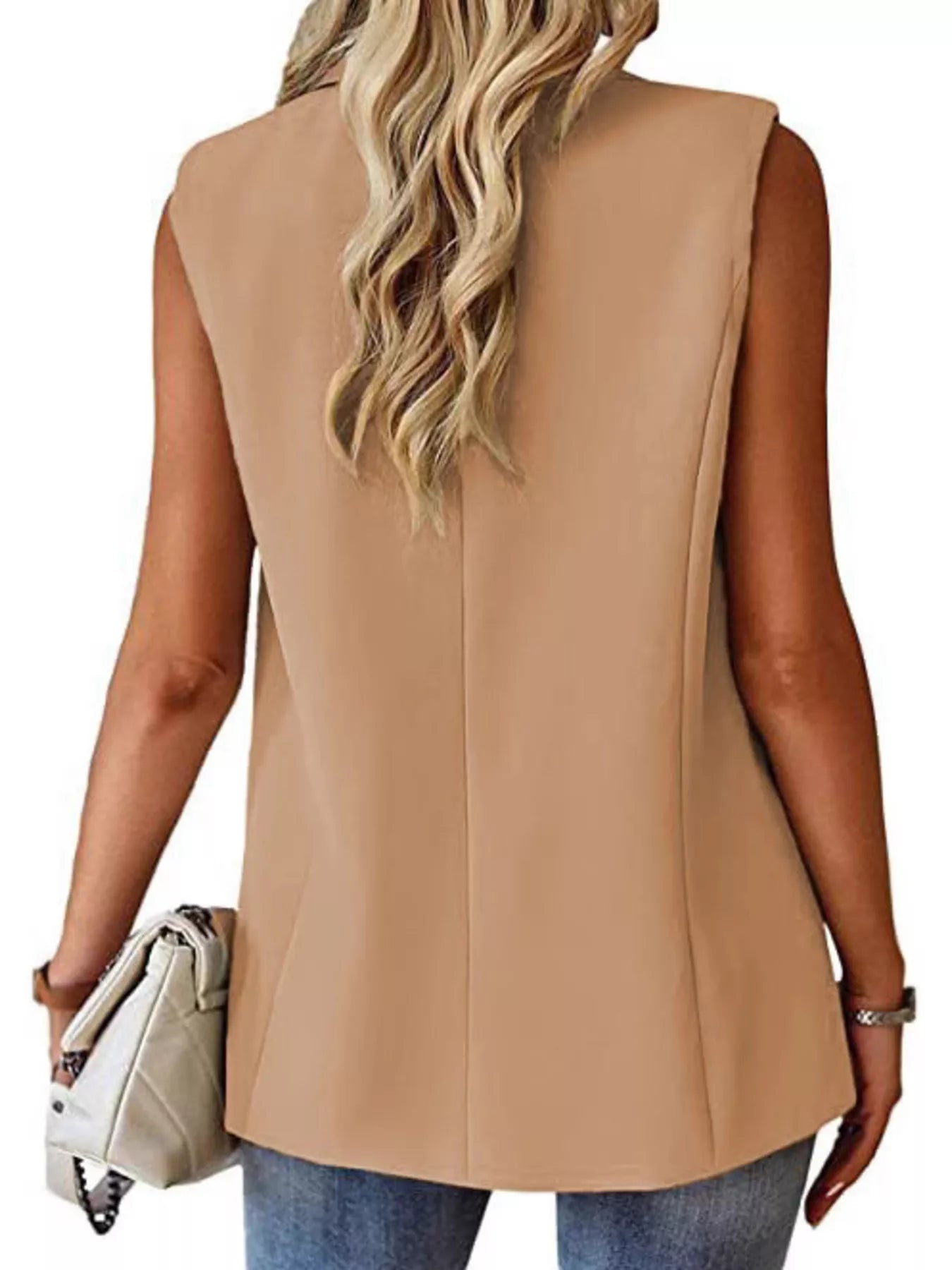 Full Size One Button Lapel Collar Vest Coat Plus Size