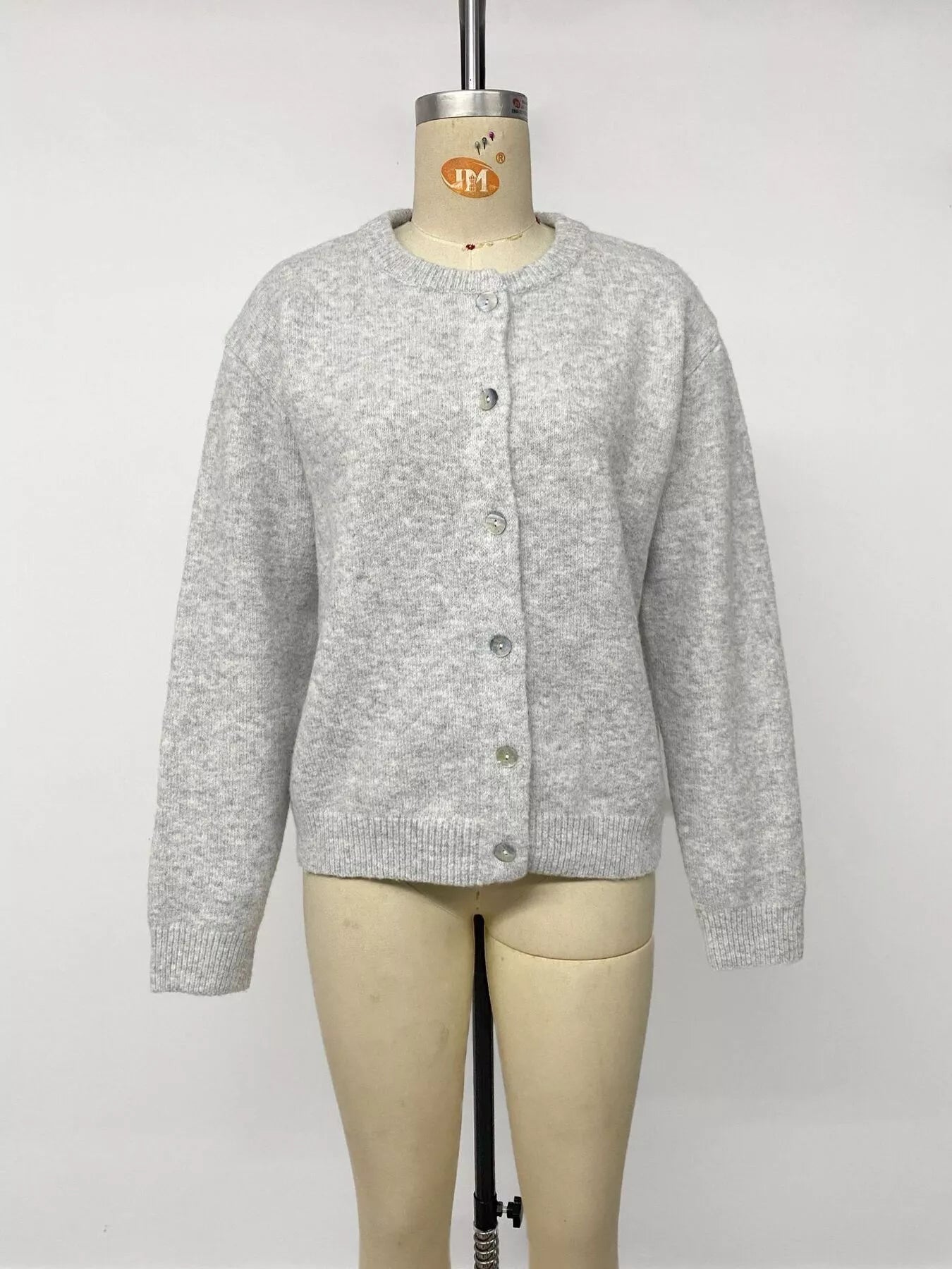 Crew Neck Button-Down Cardigan