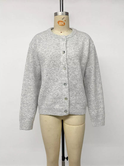 Crew Neck Button-Down Cardigan