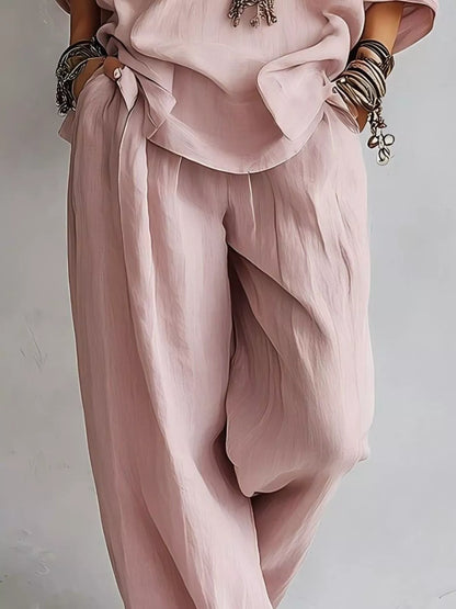 Off-Shoulder Loose Fit Top and Pants Two-Piece Set