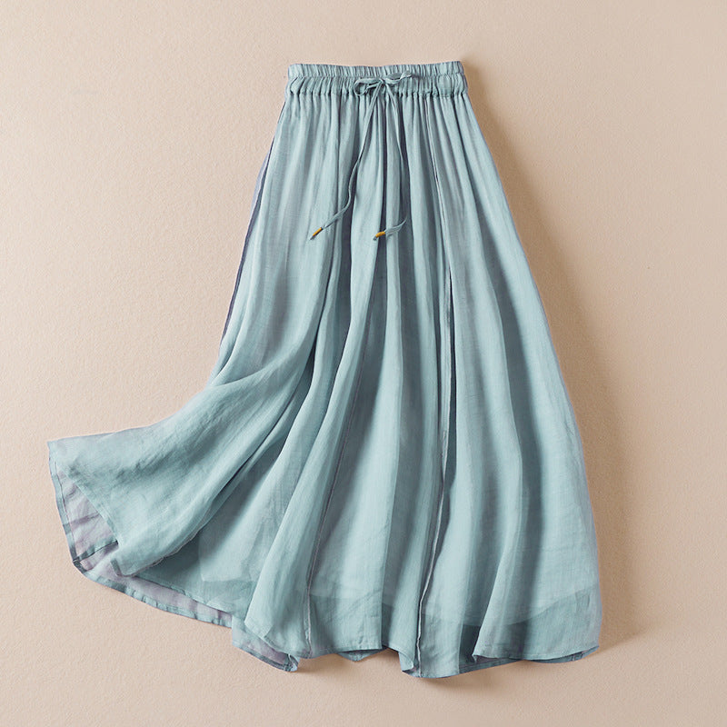 Solid Color Ramie Artistic Retro Skirt