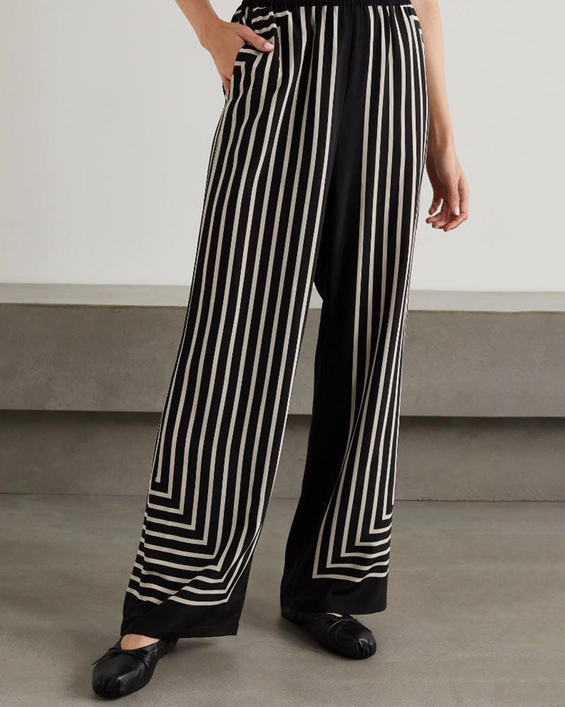 Fashionable and versatile striped slit casual shirt