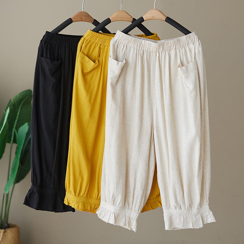 Summer thin lantern cropped pants