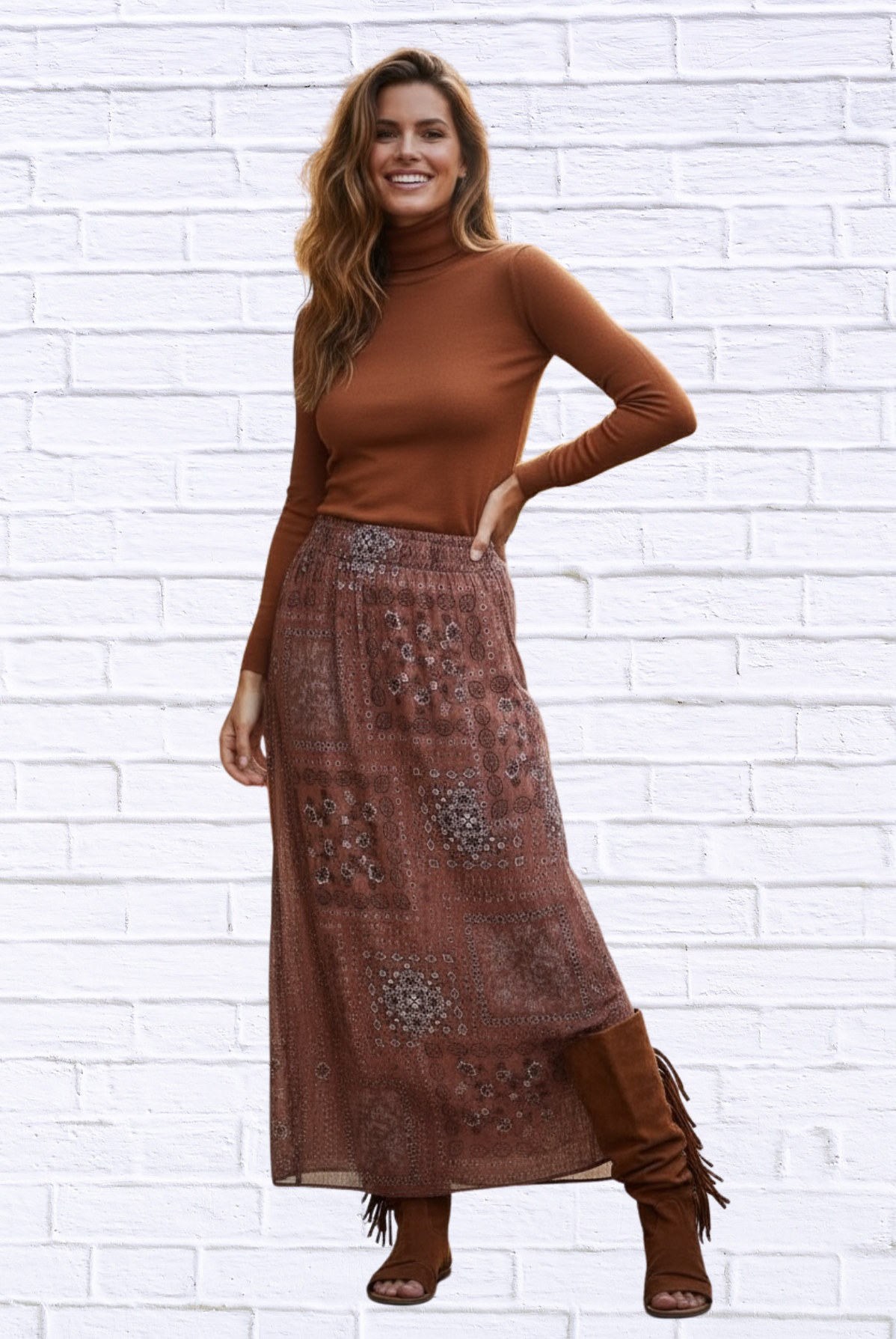 🤎 Boho Patchwork Printed Maxi Skirt